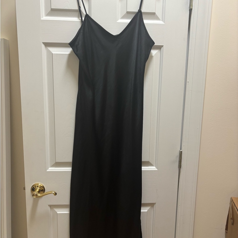 GAP Black Satin Midi Slip Dress
